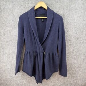 Cynthia Rowley Women's Med Navy Angora Wool‎ Blend Peplum Cardigan Sweater
